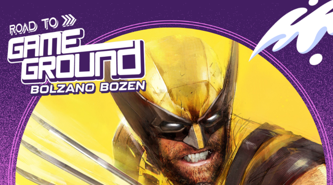 Auf dem Bild ist der Marvel-Held Wolverine vor einem violetten Hintergrund zusammen mit dem Logo von GameGround 2026 zu sehen.